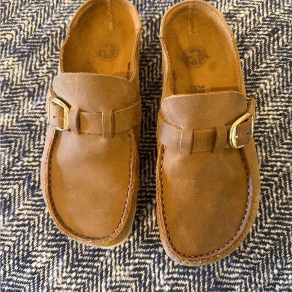 Brown Suede Slip-On Clogs with Buckle - Picture 9 of 9